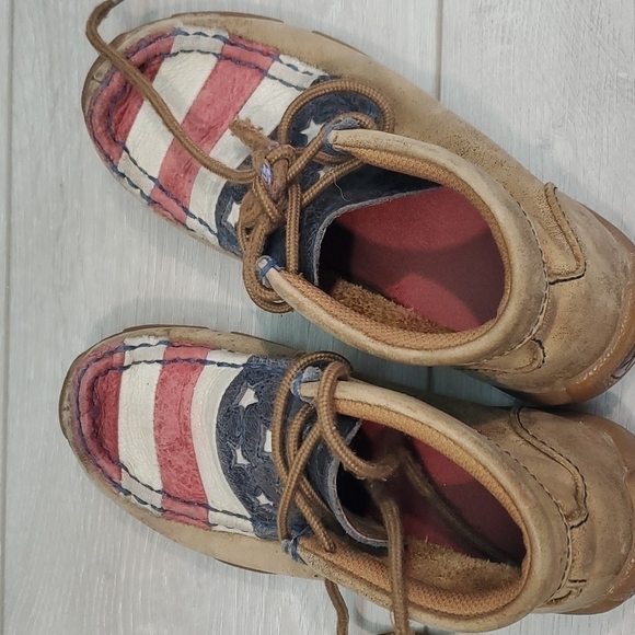 Twisted X Kids Boys Moc Hi Top American Flag Driving Shoes sz 12 - Picture 9 of 12